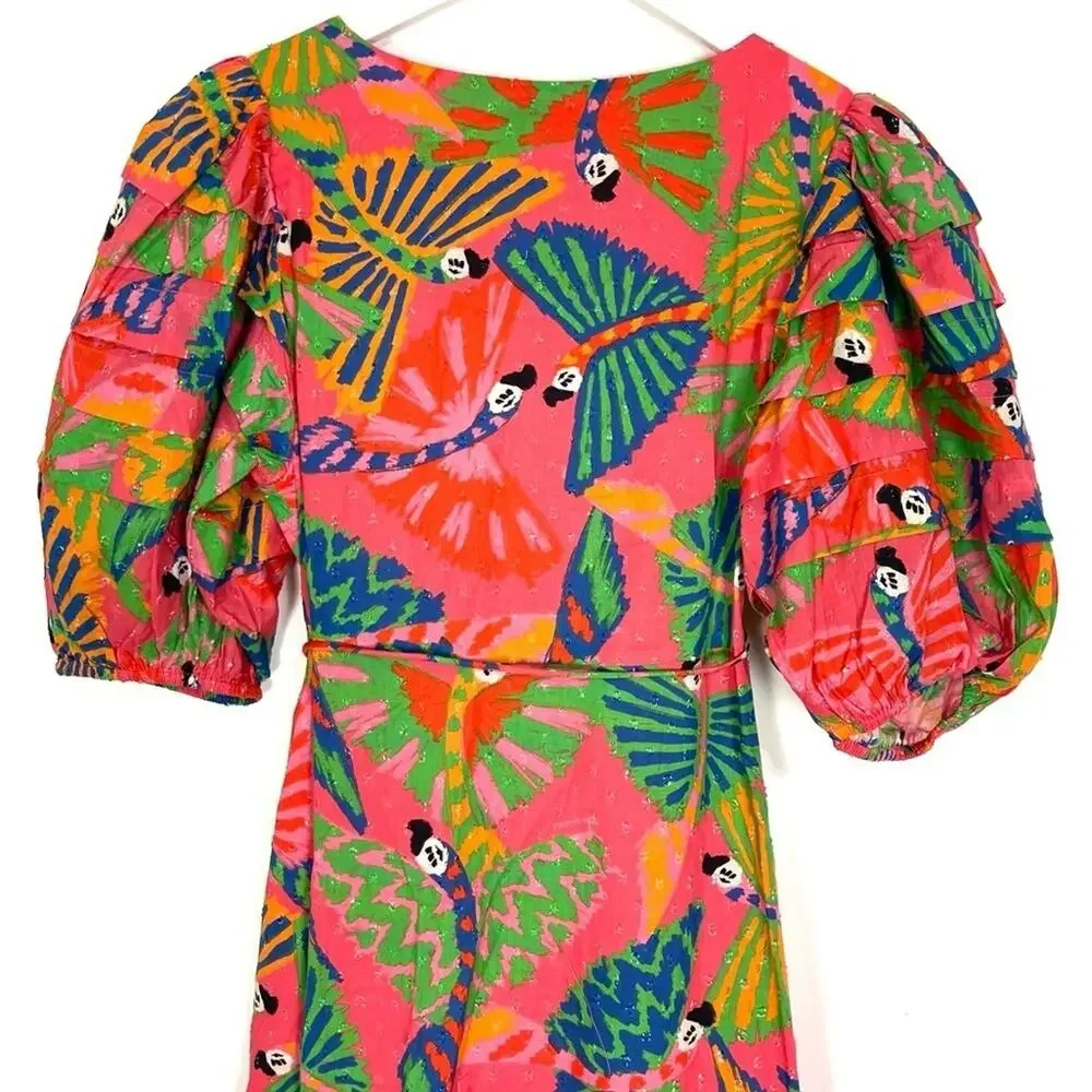 Farm Rio Macaw Ruffled Wrap Dress - Picture 10 of 14